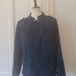 NWOT Talbots Military Style Denim Blazer, Jacket, Size XL
